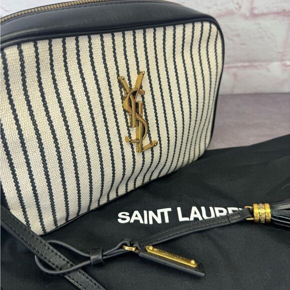 YSL Yves Saint Laurent 2021 Medium Canvas Lou Striped Nautical Camera Bag - Picture 15 of 15